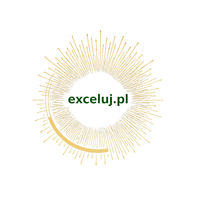 Logo marki exceluj.pl – nowoczesny logotyp w odcieniach zieleni i złota, z dynamicznym okręgiem symbolizującym dane